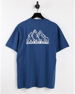 Синяя футболка с принтом на спине Saretine Napapijri