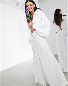 Свадебное платье с глубоким вырезом и цветочным узором Asos edition