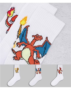 Набор из 3 пар спортивных носков с Чармандером на разных этапах эволюции Pokemon Asos design