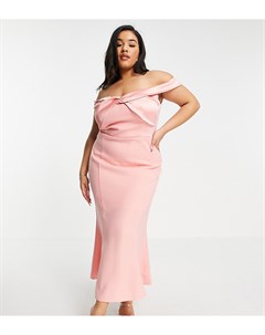 Розовое платье футляр мидакси с открытыми плечами Yaura plus