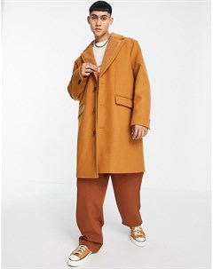 Горчичное пальто с воротником борг Asos design
