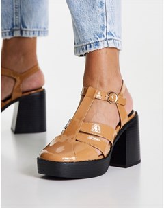 Бежевые открытые туфли на каблуке Sabina Asos design