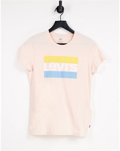 Светло розовая футболка с полосками и логотипом The Perfect Levi's®