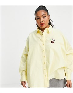 Рубашка бойфренда лимонного цвета с вышивкой панды Native youth plus