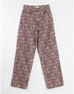 Oversized джинсы из органического хлопка в винтажном стиле с цветочным принтом от комплекта Topshop