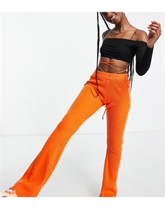 Оранжевые трикотажные расклешенные брюки с завязкой на талии Collusion