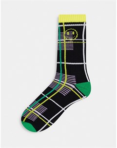Спортивные носки в шотландскую клетку со смайликом Asos design