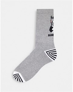 Спортивные носки с рисунком французского бульдога и надписью Bah humbug Asos design