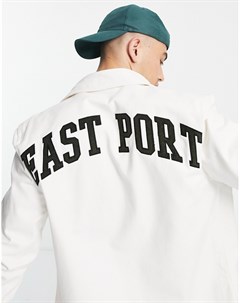 Рубашка навыпуск цвета экрю классического кроя с надписью east port River island