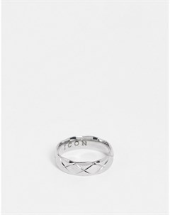Серебристое фактурное кольцо из нержавеющей стали Icon brand
