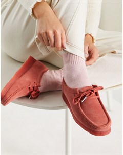 Замшевые туфли на плоской подошве темно розового цвета Wallabee Clarks originals
