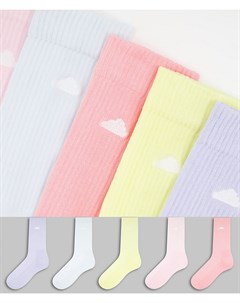 Набор из 5 пар спортивных носков с вышитыми облаками Asos design