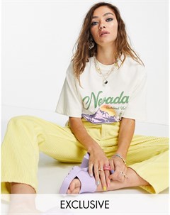Кремовая свободная футболка с принтом Nevada в стиле 70 х Inspired Reclaimed vintage