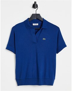 Синяя футболка поло в стиле oversized Lacoste