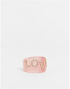 Розовое полимерное кольцо с надписью Love Designb london