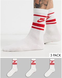 Набор из 3 пар белых носков с красным логотипом Nike