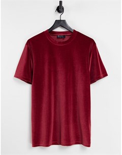 Бордовая велюровая футболка Asos design