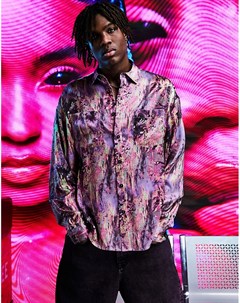 Розовая oversized рубашка с абстрактным принтом Asos design