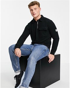 Черное вельветовое поло Topman