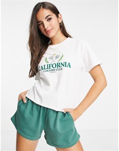 Белая спортивная футболка с короткими рукавами и надписью California Miss selfridge