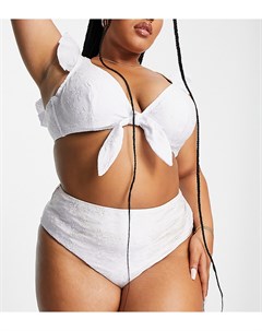 Эксклюзивные белые плавки бикини с завышенной талией и английским шитьем Peek & beau curve