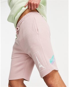 Розовые шорты с принтом Paris от комплекта Topman