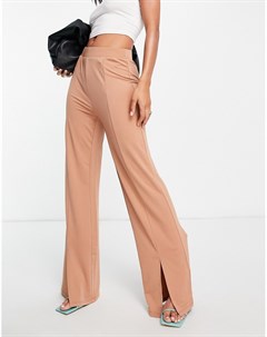 Светло коричневые брюки с разрезами Vero moda