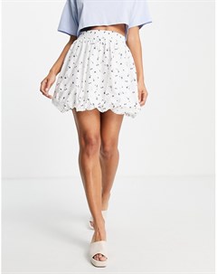 Пышная хлопковая мини юбка с цветочным принтом Asos design