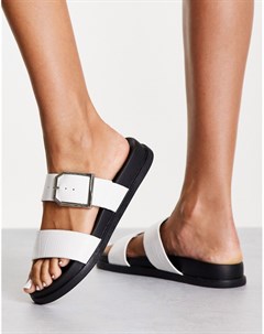Белые сандалии с двумя ремешками New look
