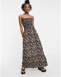 Пляжное платье бандо макси с леопардовым принтом Influence