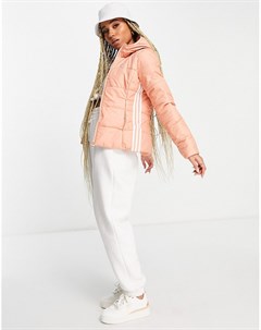 Нежно розовая дутая куртка узкого кроя с тремя полосками Adidas originals