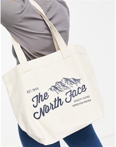 Хлопковая сумка тоут кремового цвета The north face