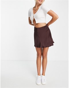 Атласная мини юбка коричневого цвета Shorty Weekday