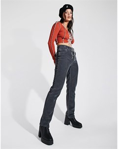 Прямые вельветовые джинсы серого цвета в стиле 90 х с классической талией Asos design