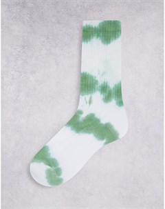 Зеленые спортивные носки с полосатым принтом тай дай Asos design