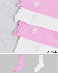 Набор из 2 пар прозрачных носков розового и белого цвета с оборками 2000s Luxe Adidas originals
