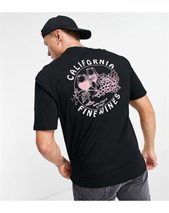Черная oversized футболка с принтом California Wine на спине эксклюзивно для ASOS Only & sons