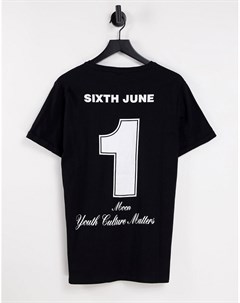 Черная футболка с принтом луны Sixth june