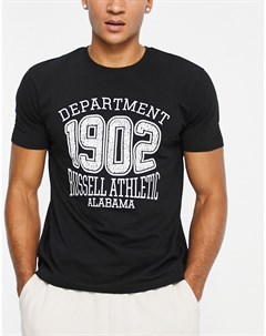 Черная футболка с логотипом Russell athletic