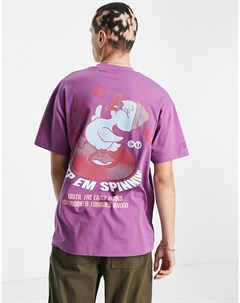 Фиолетовая футболка с рисунком Keep em spinning Crooked tongues