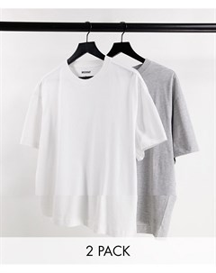 Набор из 2 oversized футболок белого и серого цветов Weekday