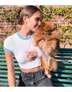Укороченная футболка с милым принтом щенка x Hana Cross Labelrail