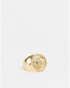Золотистое массивное кольцо с гравировкой Третий глаз Designb london