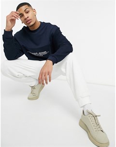 Свитшот темно синего цвета в стиле oversized с флисовыми вставками и вышивкой Asos design