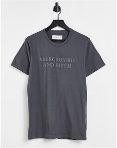 Черная футболка с логотипом в тон спереди Abercrombie & fitch