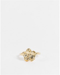 Золотистое кольцо с цветком Topshop