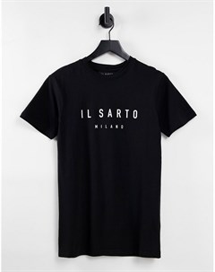 Черная футболка с логотипом Il sarto
