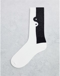 Черно белые спортивные носки с принтом символа инь ян Asos design