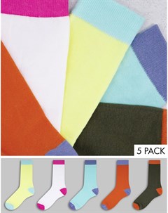 Набор из 5 пар длинных носков пастельных оттенков в стиле колор блок Asos design