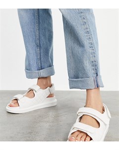 Белые стеганые сандалии на массивной подошве в винтажном стиле Amylia Raid wide fit